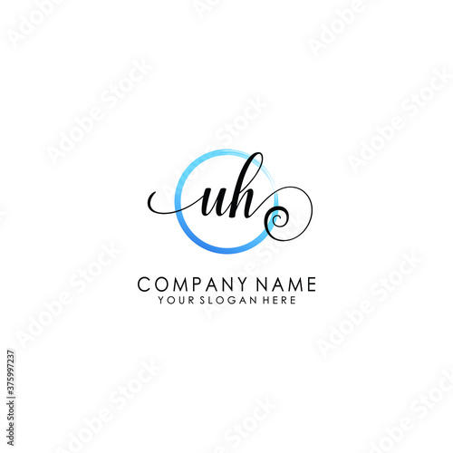 UH Initial handwriting logo template vector 