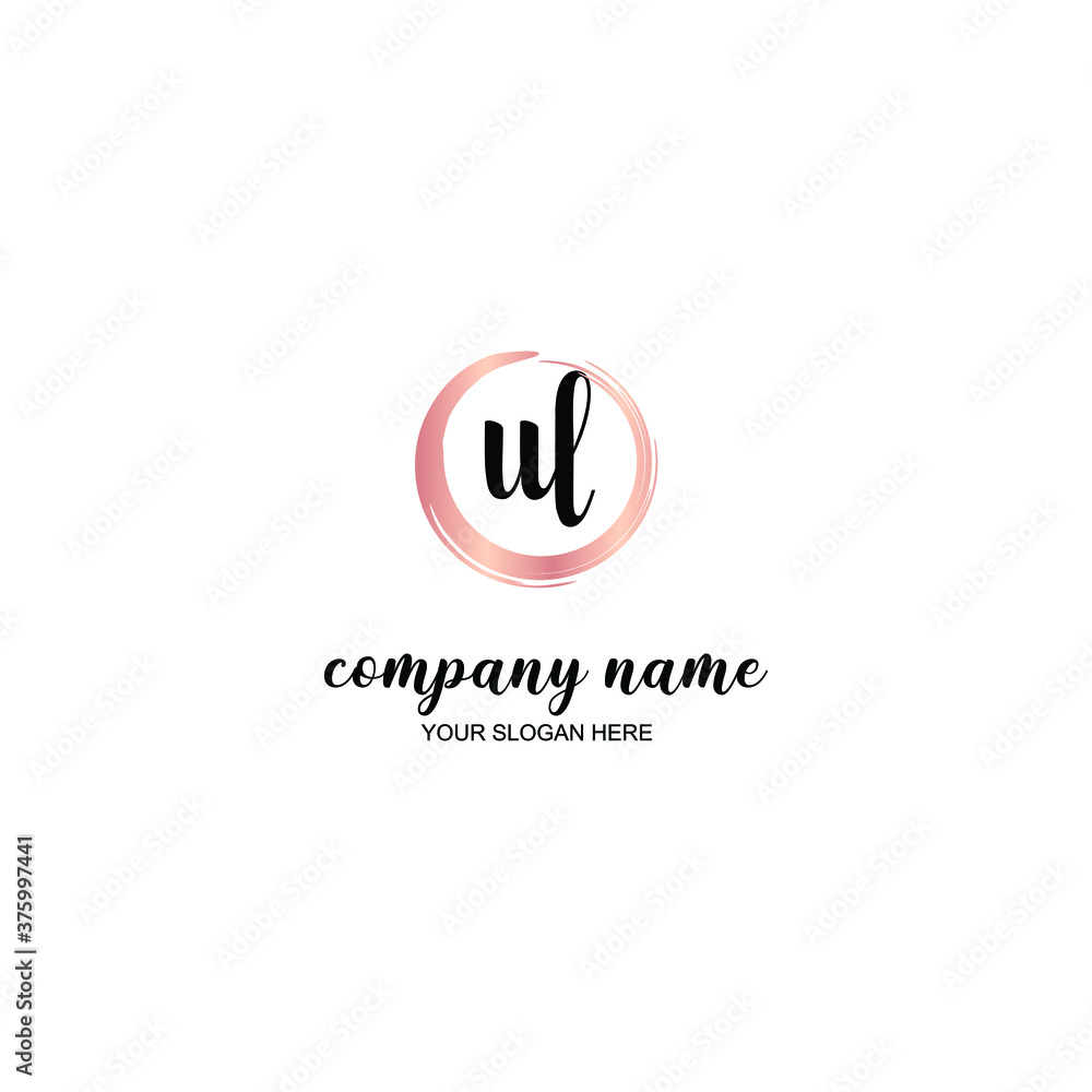 UL Initial handwriting logo template vector
