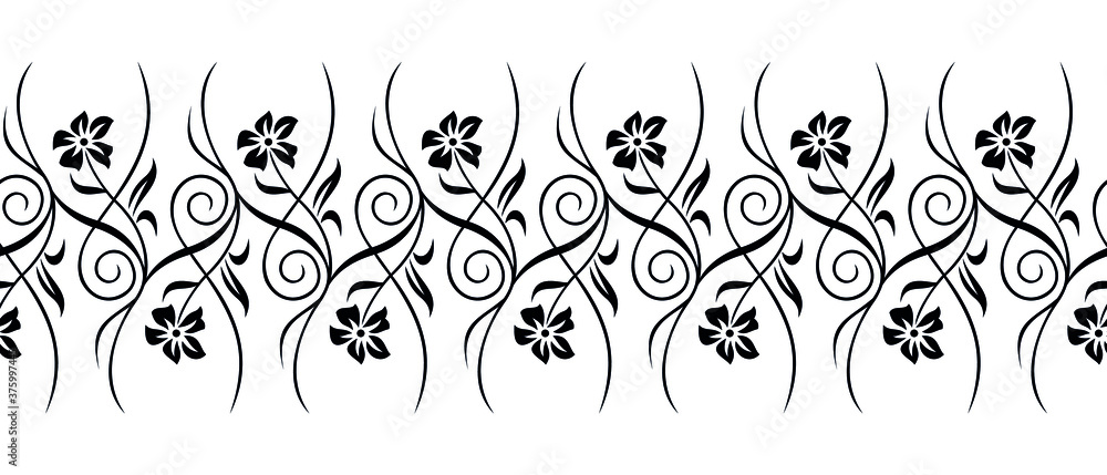 Seamless vector floral border design Stock Vector | Adobe Stock