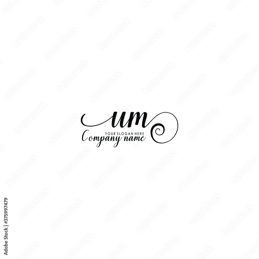 UM Initial handwriting logo template vector
