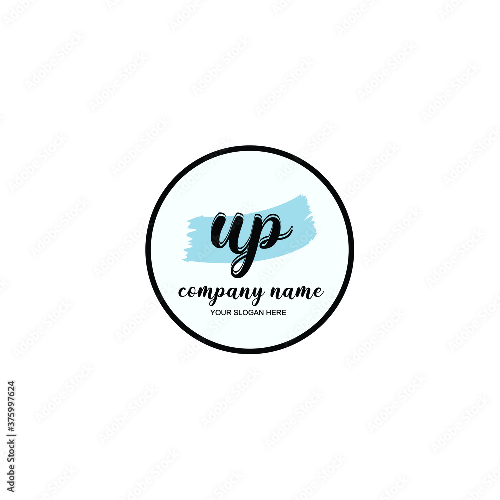 UP Initial handwriting logo template vector UP Initial handwriting logo template vector
