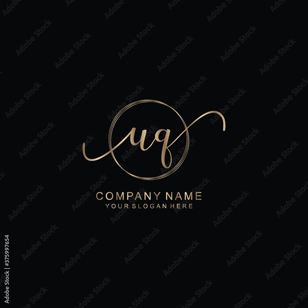 UQ Initial handwriting logo template vector UQ Initial handwriting logo template vector