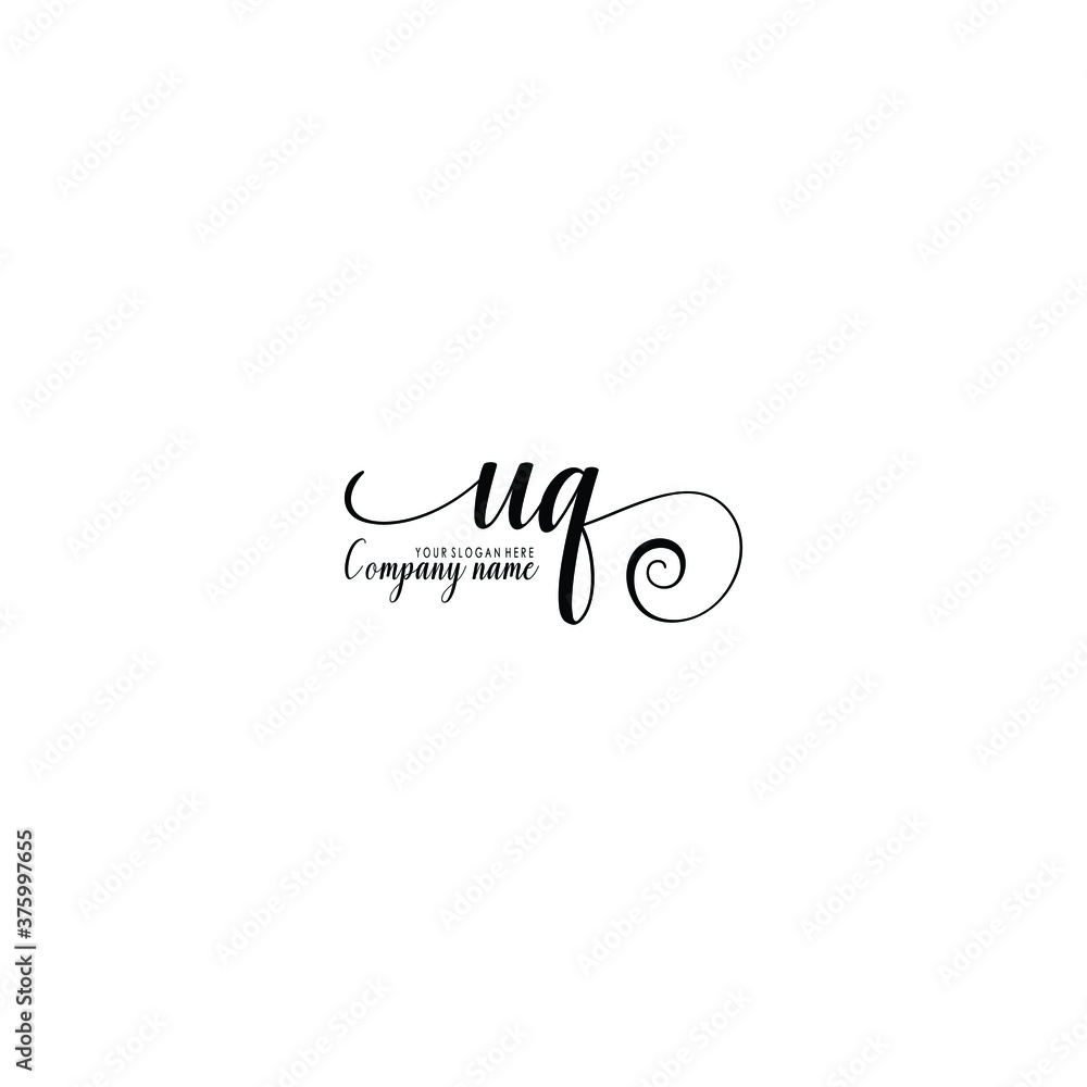 UQ Initial handwriting logo template vector UQ Initial handwriting logo template vector