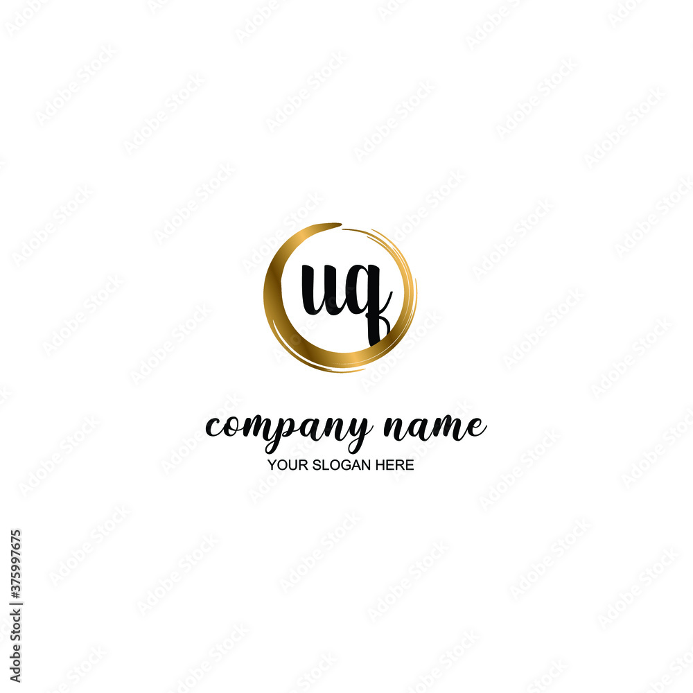 UQ Initial handwriting logo template vector UQ Initial handwriting logo template vector