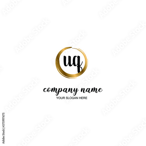 Fototapeta Naklejka Na Ścianę i Meble -  UQ Initial handwriting logo template vector