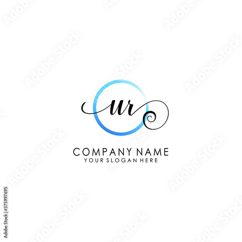UR Initial handwriting logo template vector