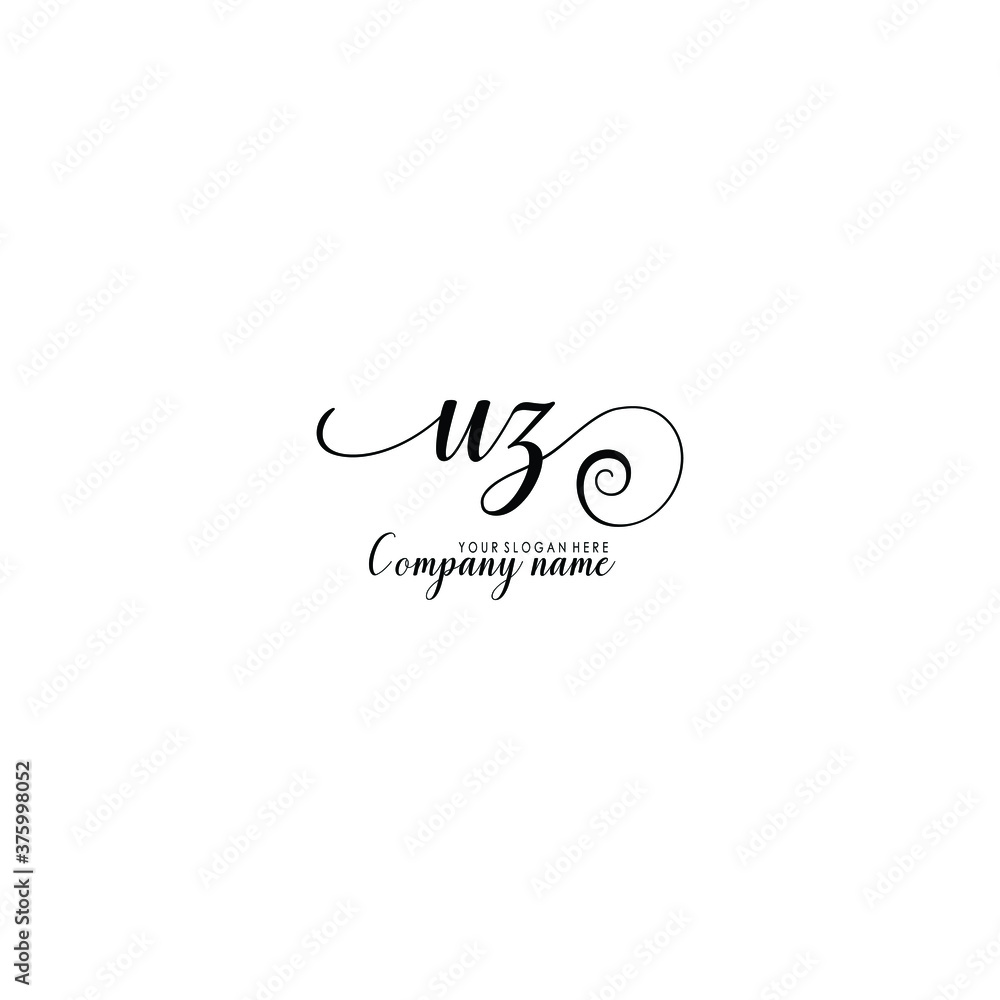 UZ Initial handwriting logo template vector