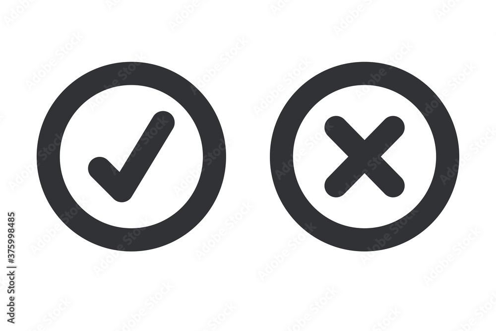 Green check mark and red wrong On the checked box. True or false