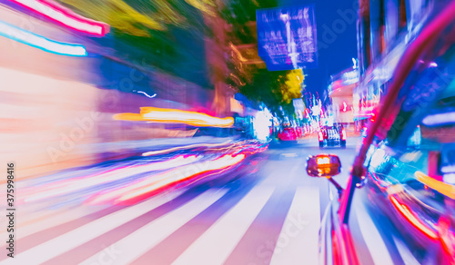 Motion blurred drive through Osaka, Japan at night