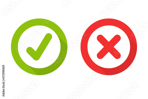 Green check mark and red wrong On the checked box. True or false
