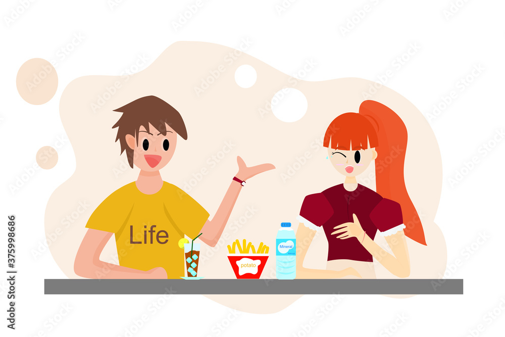 Two Young People Lovingly Sitting and Talking, Vector Men and Women in Leisure Lifestyle Concept. Two Young People Lovingly Sitting and Talking, Vector Men and Women in Leisure Lifestyle Concept.