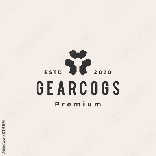 gear cog cogs hipster vintage logo vector icon illustration
