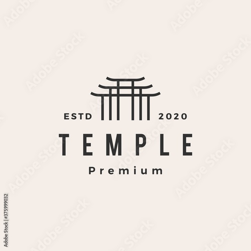 temple hipster vintage logo vector icon illustration