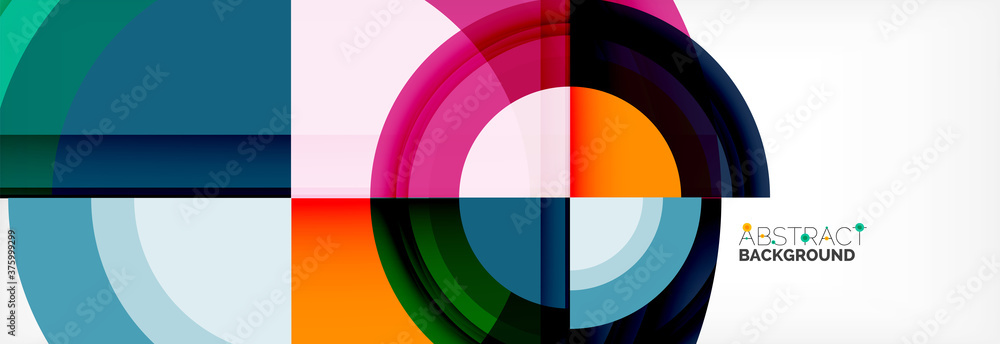 Round shapes, triangles and circles. Modern abstract background