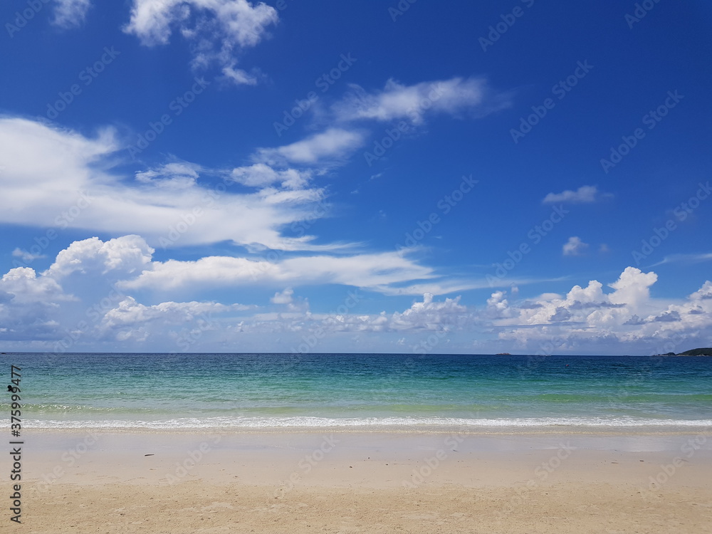 tropical beach with blue sky at Samet Island in Thailand