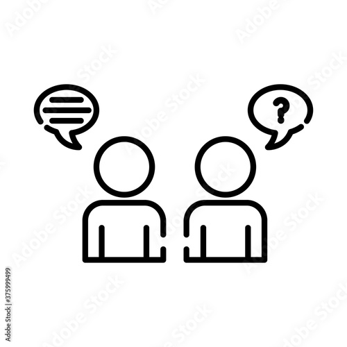 teamworkers figures with speech bubbles coworking line style icon