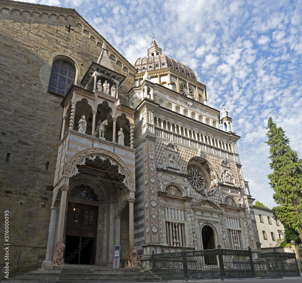 Bergamo, Italy. The old town. The Basilica of Santa Maria Maggiore and the Colleoni Chapel. Two of the most important monuments of the city and main attractions for tourists. Best of Italy