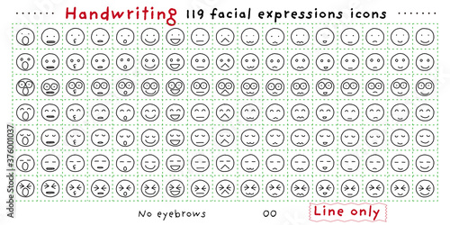 Handwriting facial expression icon 119 Line only_00