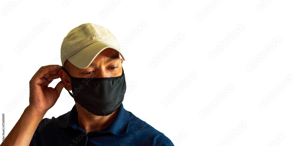 A black man wearing a face mask for public health A black man wearing a face mask for public health