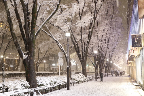 豪雪に見舞われた東京・表参道
