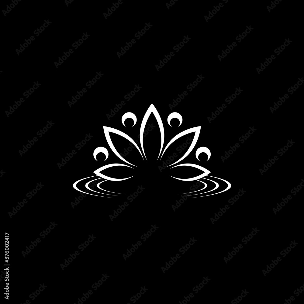 Lotus Flower On Water Icon isolated on dark background Lotus Flower On Water Icon isolated on dark background