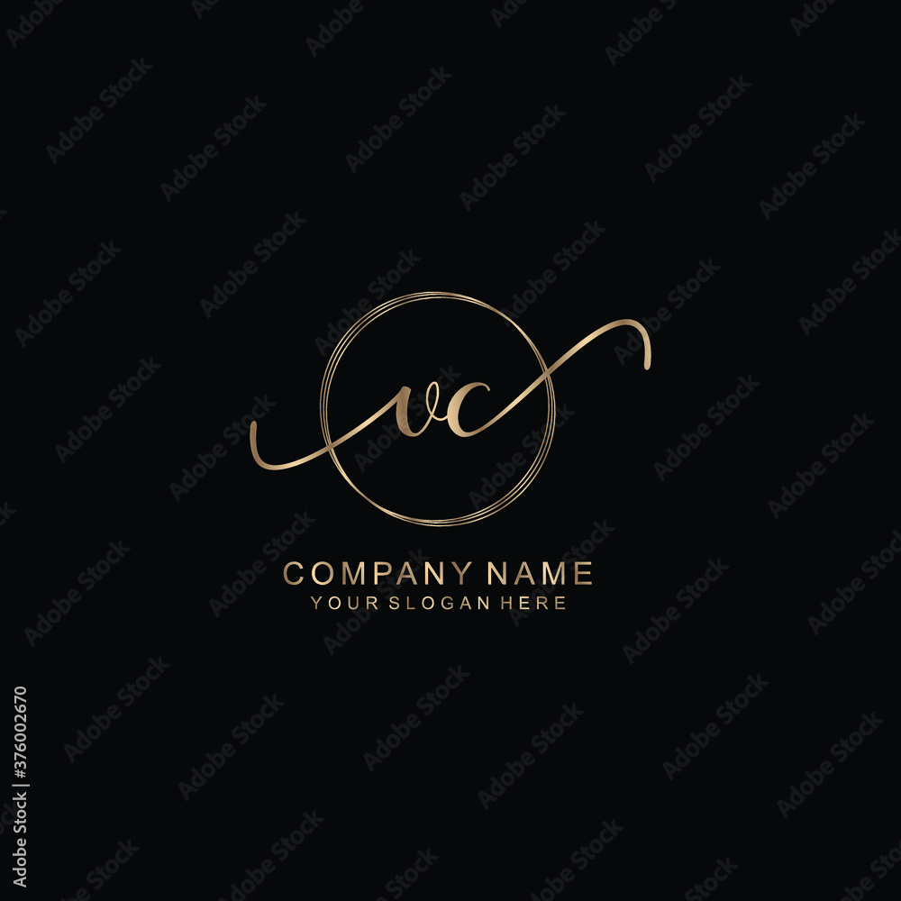 VC Initial handwriting logo template vector VC Initial handwriting logo template vector