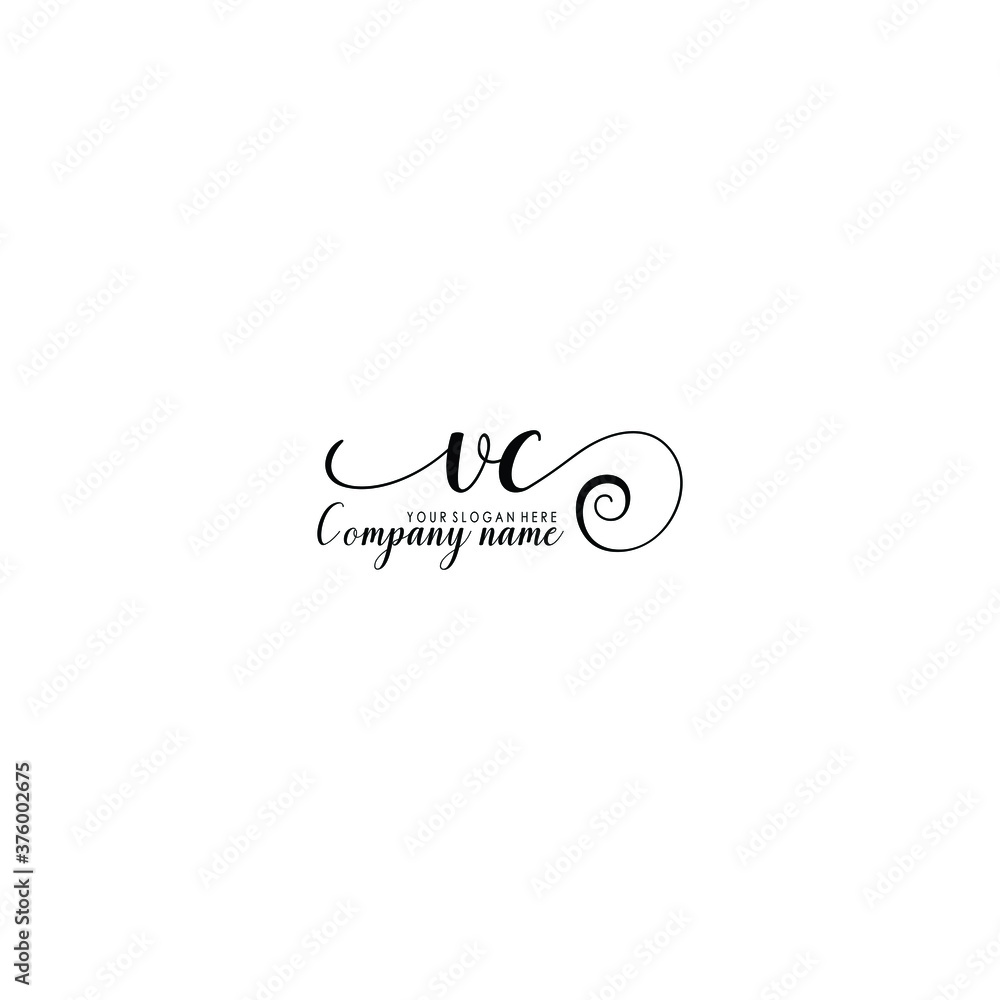 VC Initial handwriting logo template vector VC Initial handwriting logo template vector