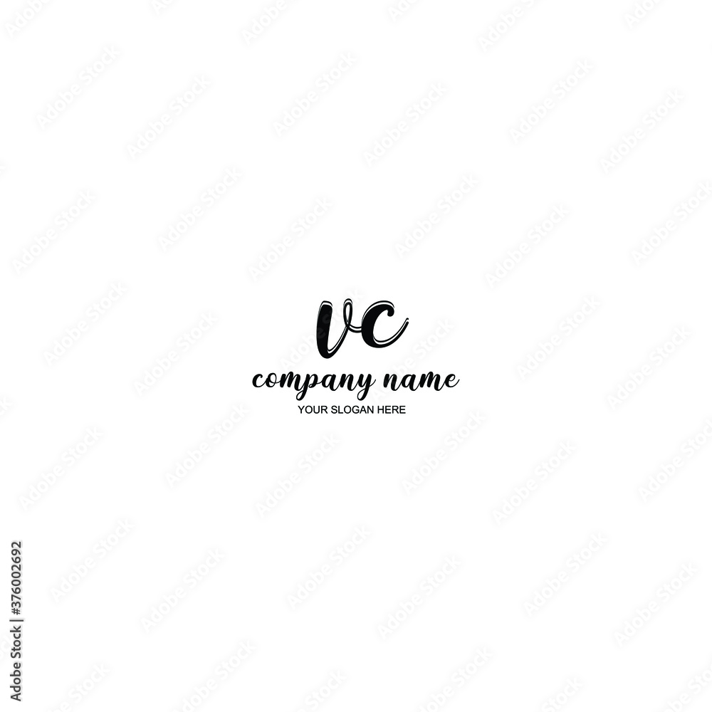 VC Initial handwriting logo template vector VC Initial handwriting logo template vector