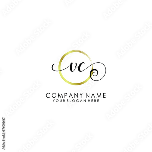 VC Initial handwriting logo template vector