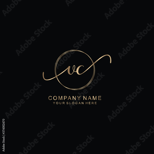 VC Initial handwriting logo template vector