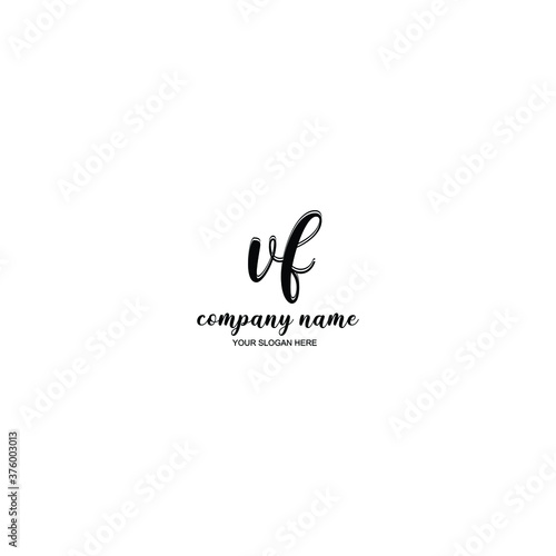 VF Initial handwriting logo template vector 