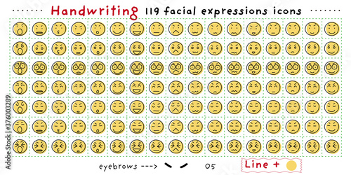 Handwriting Facial expression icon 119 Lines and Yellow circle_05