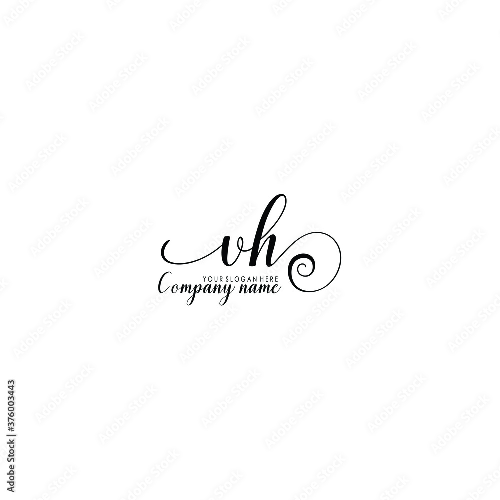 VH Initial handwriting logo template vector
