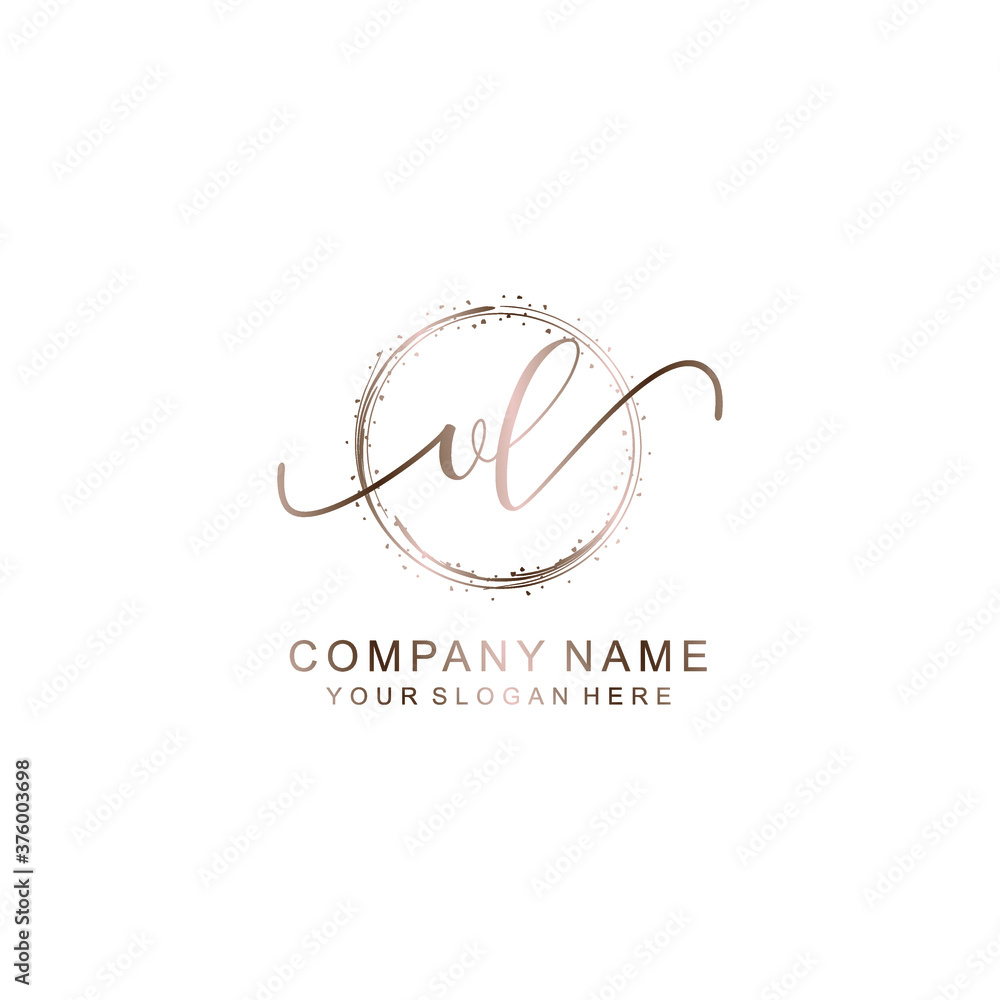 Obraz premium VL Initial handwriting logo template vector