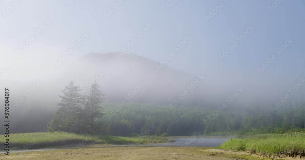 Thick Fog Covers River And Mountain Thick Fog Covers River And Mountain
