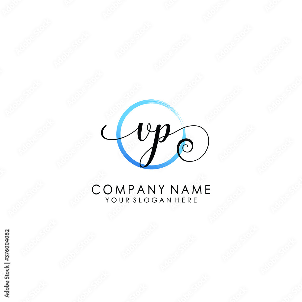 Obraz premium VP Initial handwriting logo template vector 
