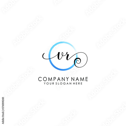 VR Initial handwriting logo template vector 