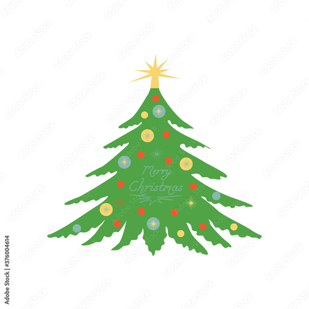 Obraz premium Christmas tree. Decorated Christmas tree. Isolated vector illustrations.