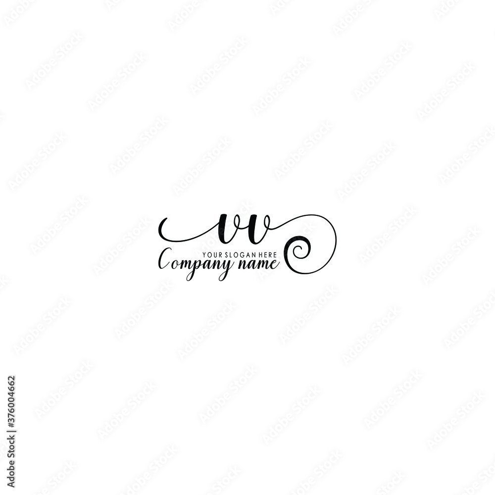 VV Initial handwriting logo template vector