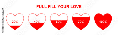 Heart rating, Love meter or gauge icon for Valentines day card. Vector illustration.
