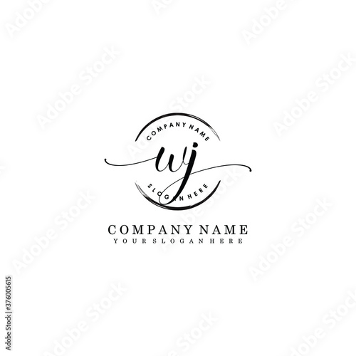 WJ Initial handwriting logo template vector