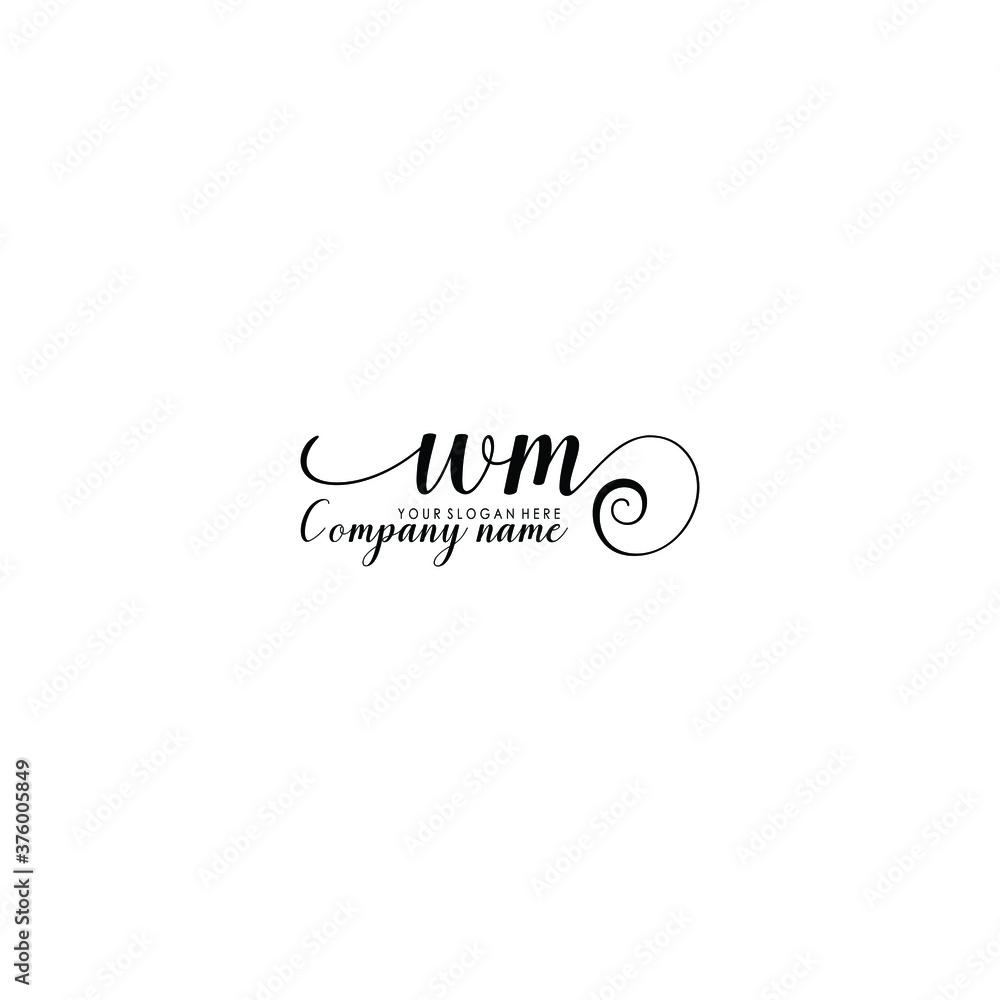 WM Initial handwriting logo template vector