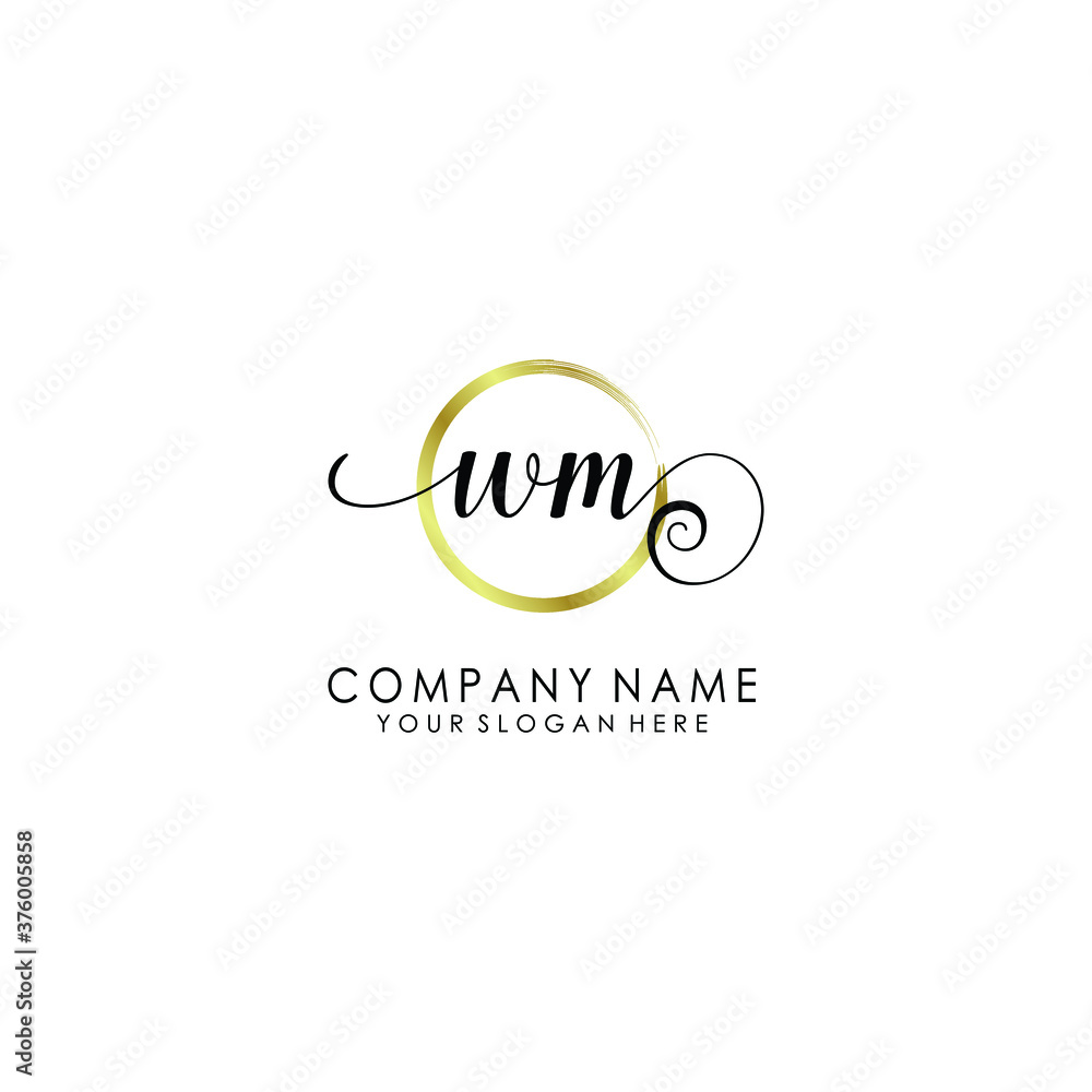 WM Initial handwriting logo template vector WM Initial handwriting logo template vector