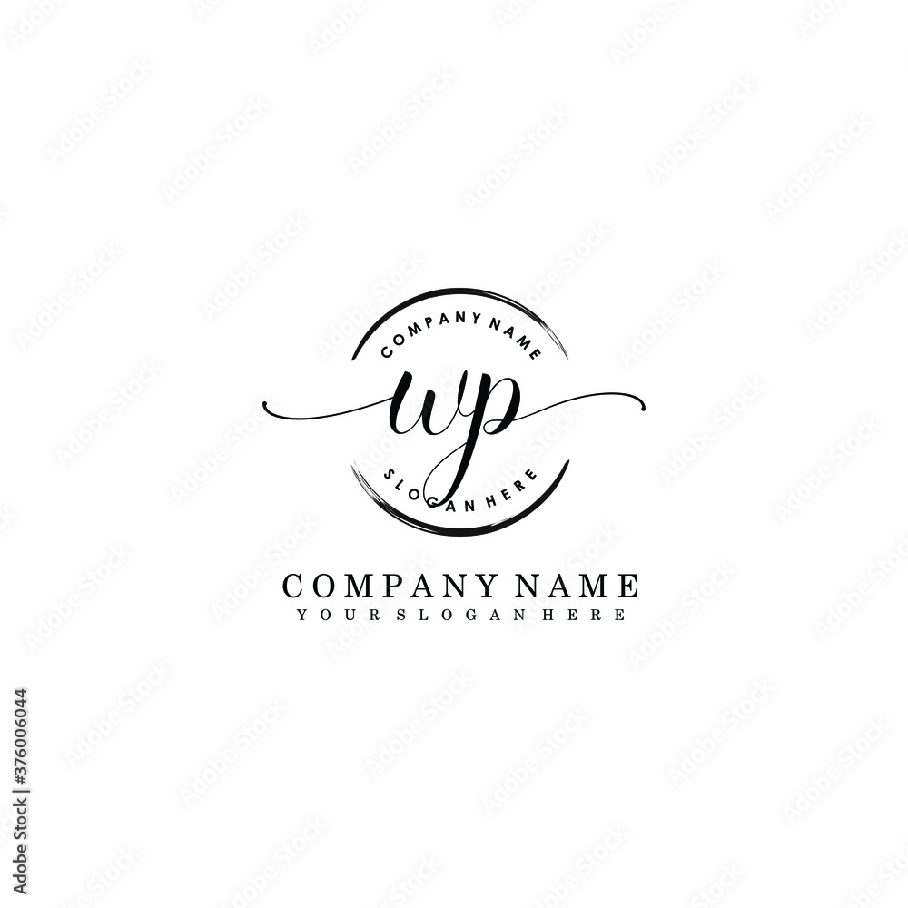 WP Initial handwriting logo template vector WP Initial handwriting logo template vector