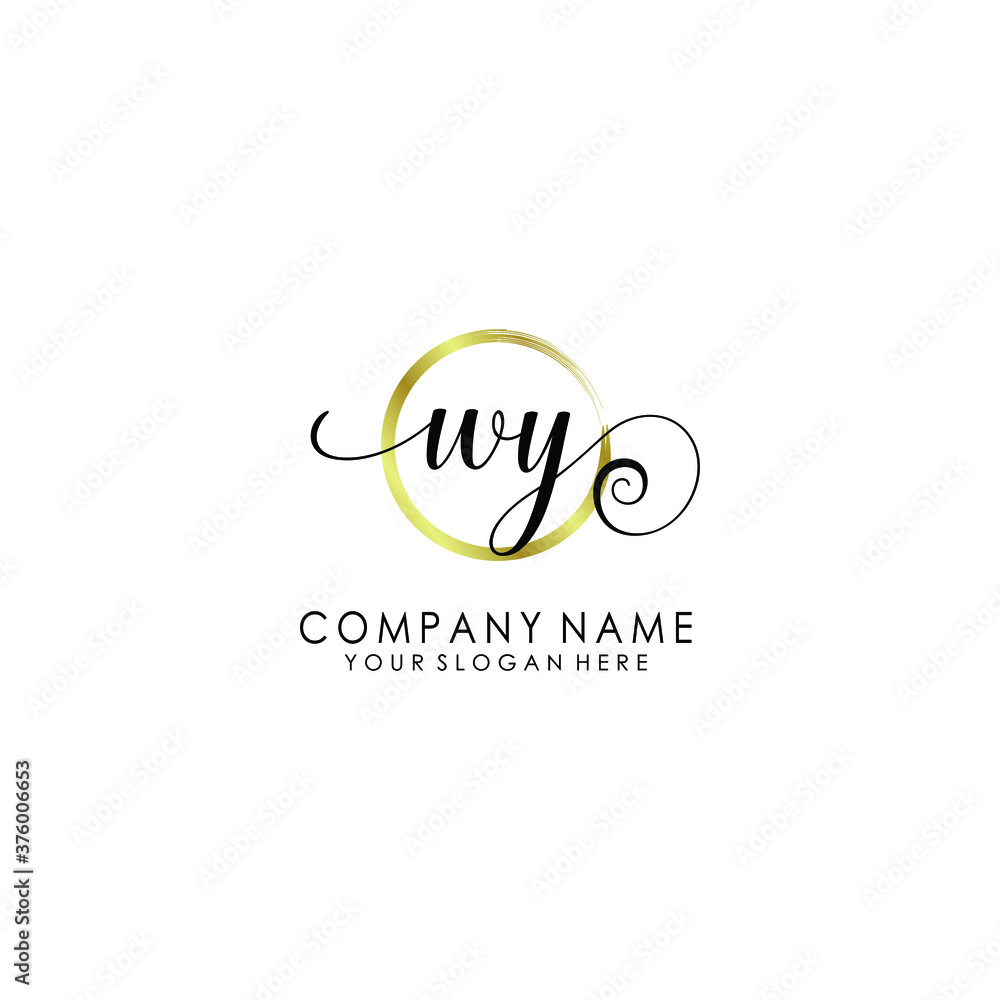 WY Initial handwriting logo template vector WY Initial handwriting logo template vector