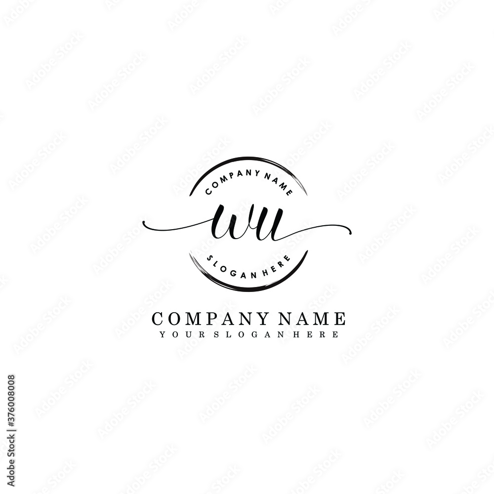 WU Initial handwriting logo template vector WU Initial handwriting logo template vector
