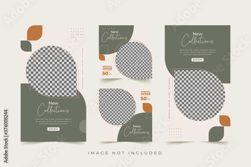 Trendy social media post templates For personal and business accounts with geometric elements Vector illustration