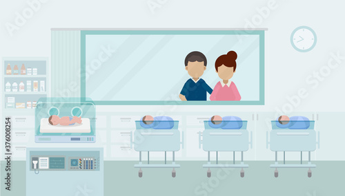 Maternity ward with newborn baby