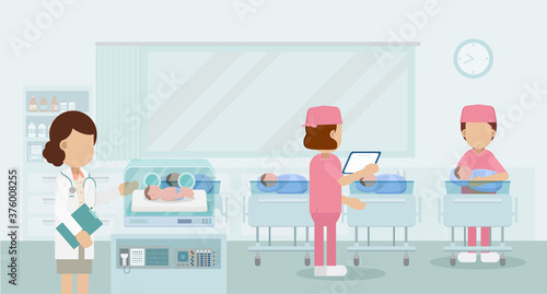 Maternity ward with newborn baby