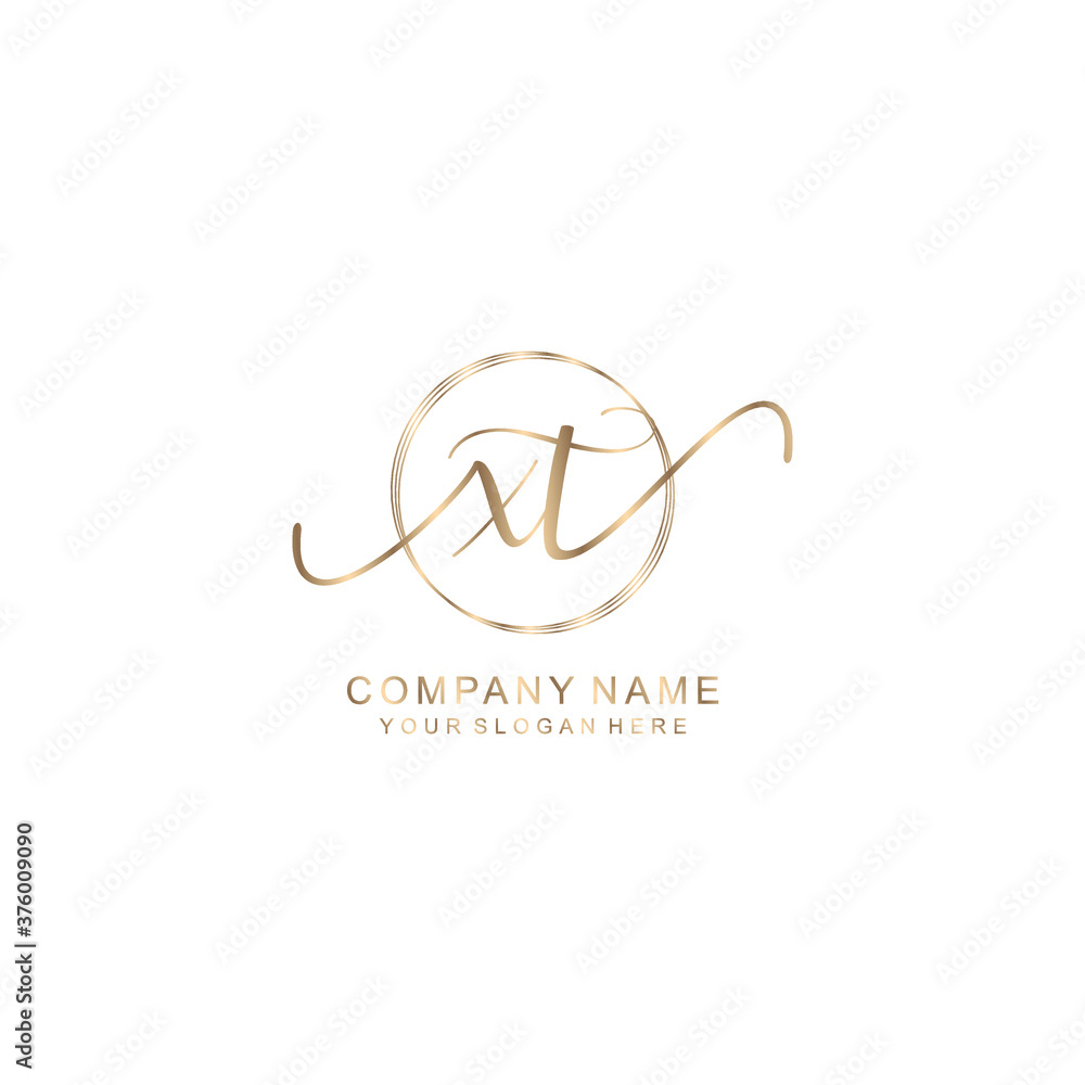 XT Initial handwriting logo template vector XT Initial handwriting logo template vector